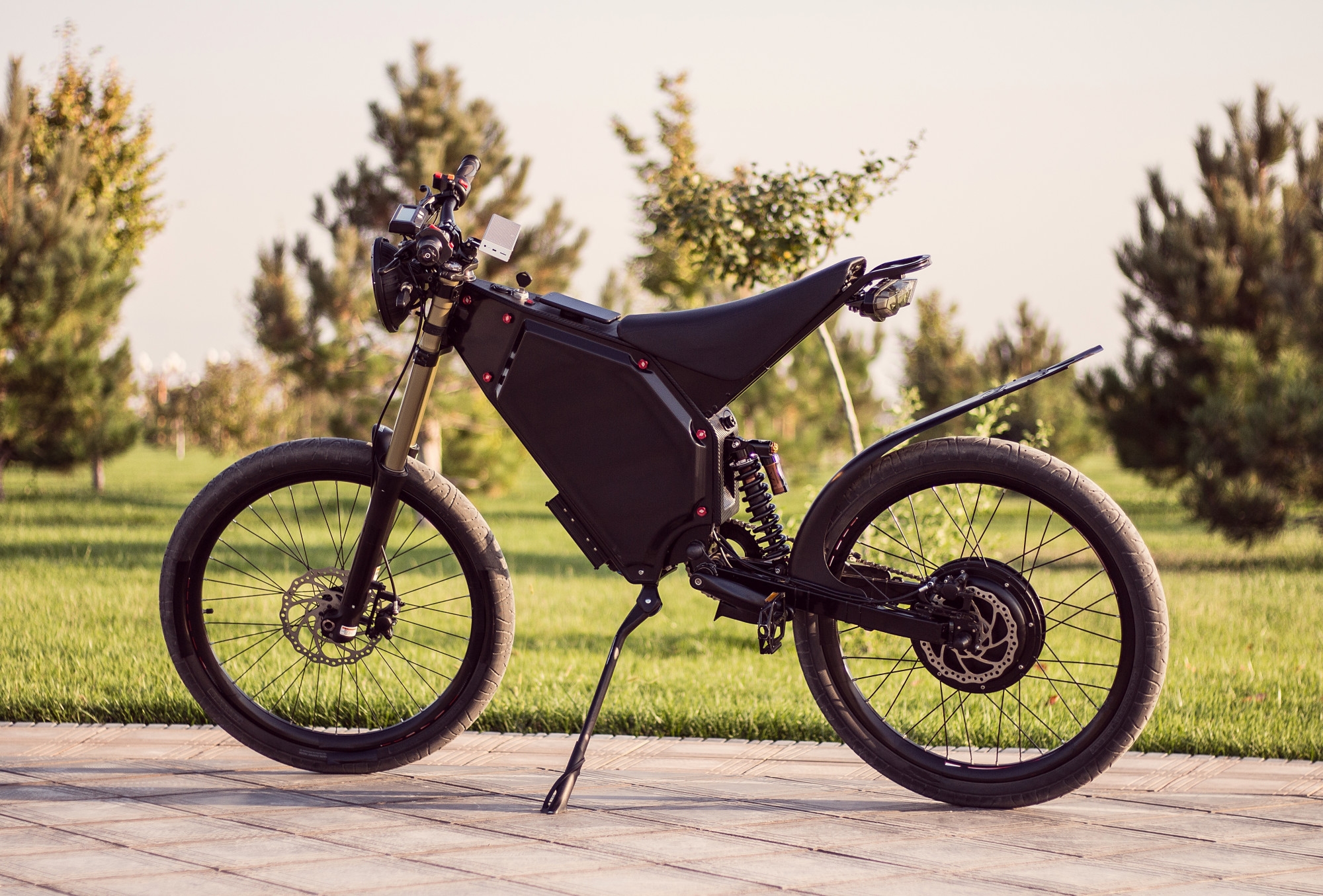 Black E-bike in an open public setting